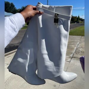 Fashion Nova White Heeled Boots